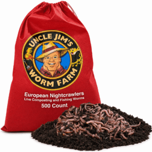 500 Premium Super Red European Nightcrawlers Live Composting Worms. — Uncle Jim’s #1 Recommended Worm.