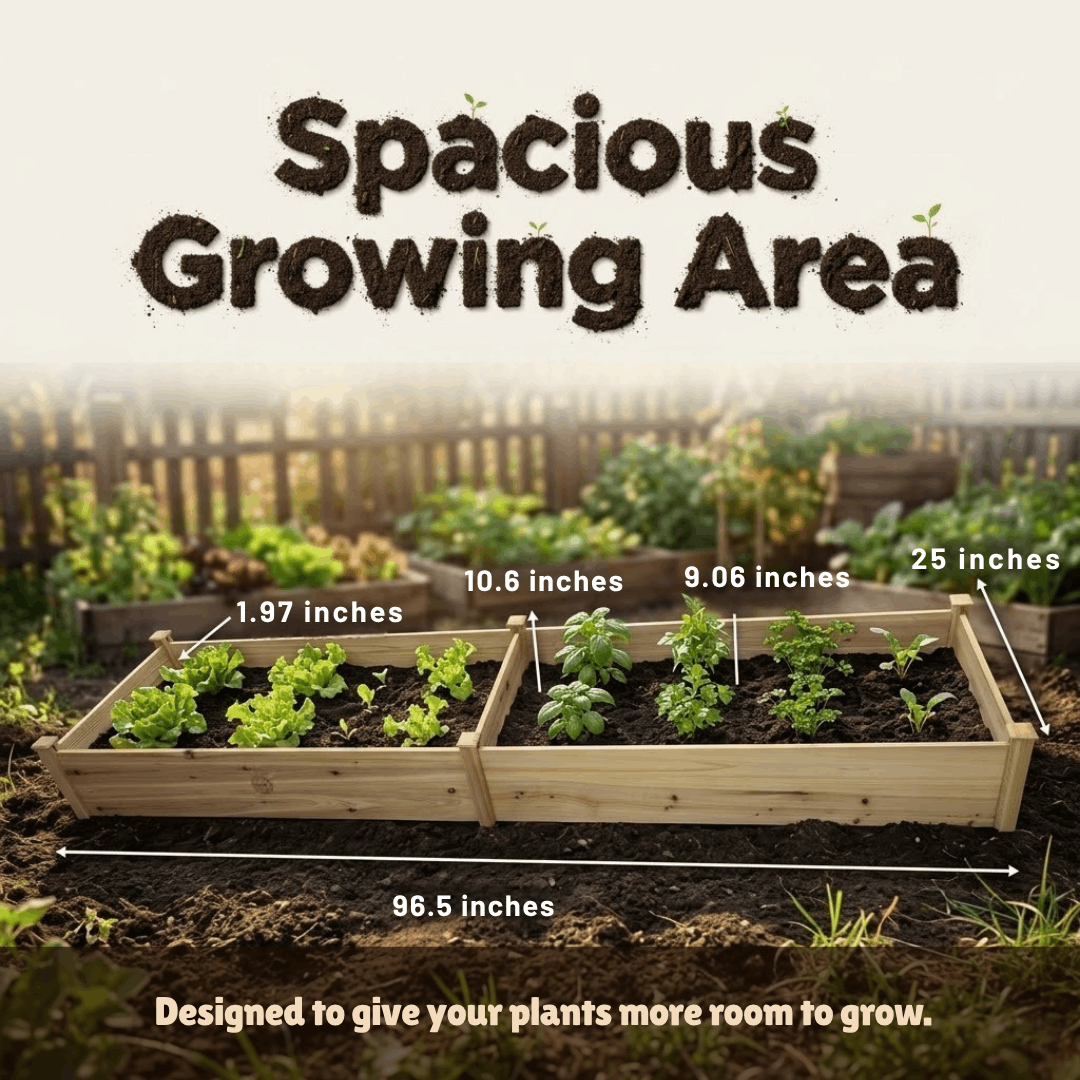 Raised Wooden Double Garden Bed dimensions