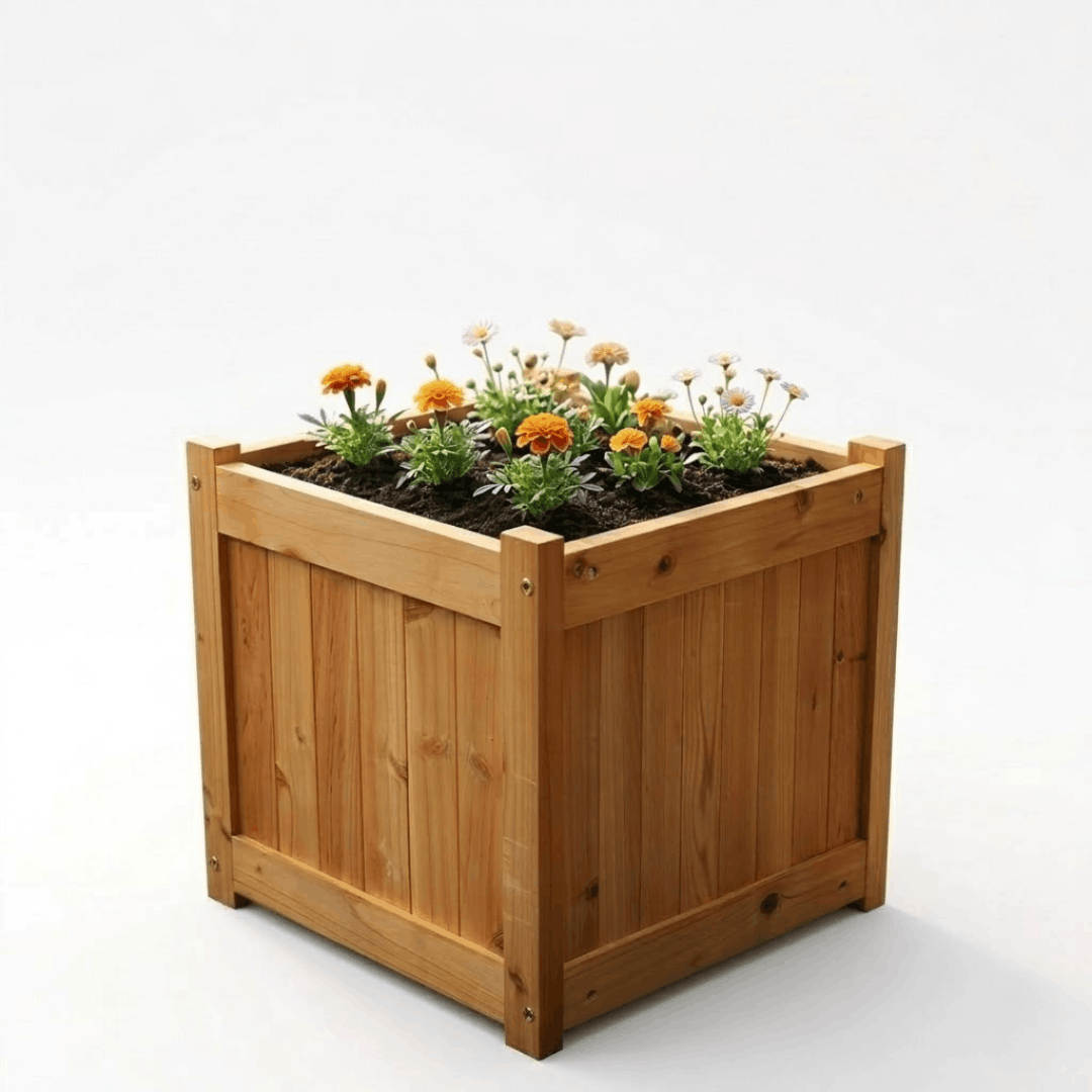 Uncle Jim's Worm Farm Wooden Bottomless Flower and Veggie Pot.