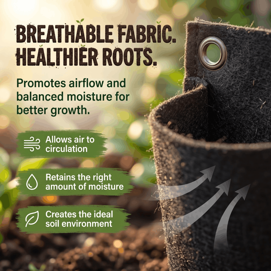 Close-up of breathable fabric pocket and grommet on the vertical wall planter