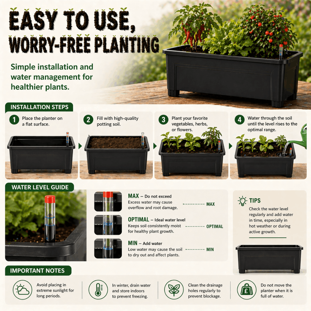 Uncle Jim's Self-Watering Patio Planter Box. Free Shipping. - Image 9