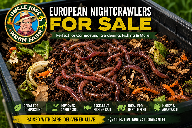 European Nightcrawlers for sale in compost bin — Uncle Jim's Worm Farm