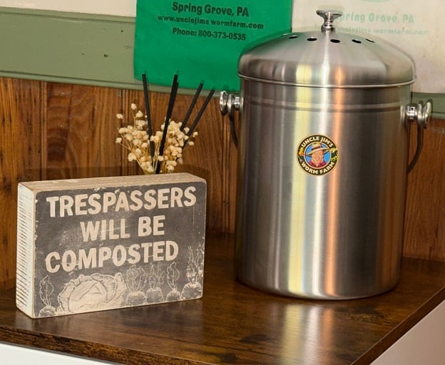 Uncle Jim's Stainless Steel Compost Pail with our Classic Logo! - Image 2